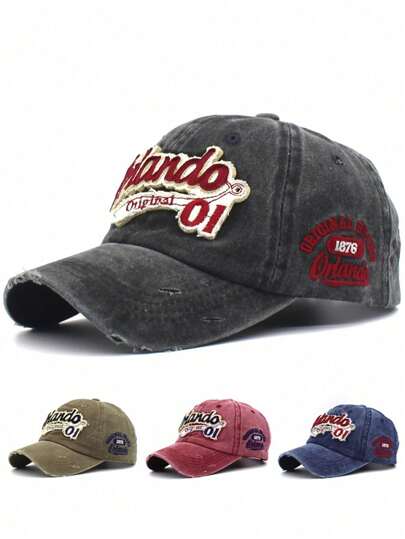 1 قطعة قبعة بيسبول أنيقة مطرزة بخط أورلاندو على الطراز القديم المشطور، مناسبة للجنسين