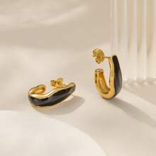 1pc Asymmetrical Epoxy Resin Stainless Steel Necklace, Fashionable European And American Style Suitable For Women's Daily Wear