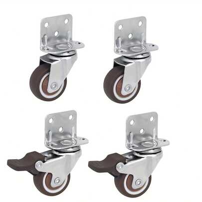 4 adet L şeklinde evrensel tekerlek 1,25 inç çiçek standı masa mobil tekerlek silindir tekerlek sessiz tekerlek beşik katmanlı kasnak (2 frenli + 2 frensiz)