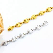 1m/39.37 pulgadas Cadena de grano de café de acero inoxidable de alta calidad de color dorado, cadena de nariz de cerdo, adecuada para hacer joyas DIY, collares, pulseras, cadenas de bolsos, hallazgos de ropa y accesorios