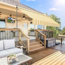 Sonnewelt Toldo de sujeción para balcón, toldo retráctil de poliéster, toldo con manivela de acero regulable en altura, resistente a los rayos UV, instalación sin taladrar para balcón, jardín, terraza beige