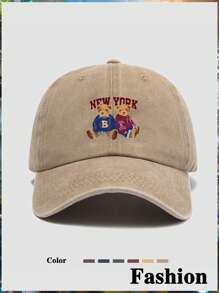 1 chiếc mũ lưỡi trai unisex in hình phong cách New York cổ điển với họa tiết động vật "Những chú gấu quay lưng vào nhau", mũ thời trang thường ngày chống nắng ngoài trời. - Xem 7