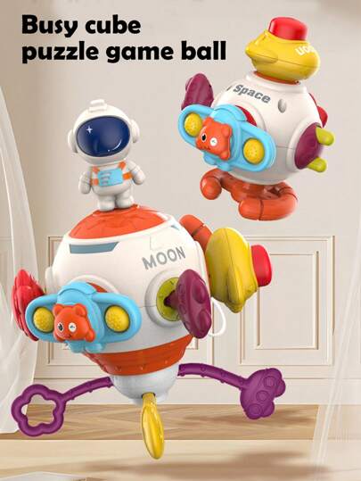 1pc Montessori Early Education Busy Cube Toy, Trains Infant Hand-Eye Coordination And Sensory Touch, Cognitive Activity Cube Toy For Early Development, Suitable For Toddlers Travel Activities Like Plane And Car, Daily Play Educational Fine Motor Skills, Baby Boys & Girls Birthday/Holiday Gift (Some Accessory Colors Random)