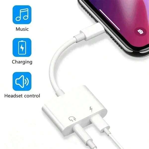 Adaptador de áudio OTG compatível com iPhone 15 14 13 12 11 Pro Max Aux Jack Fone de ouvido 3,5 mm para fone de ouvido Carregador Divisor Conversor compatível com Apple iPhone 2 em 1 Adaptador de carregamento e fones de ouvido Lightning para conector de 3,5 mm Conversor de áudio