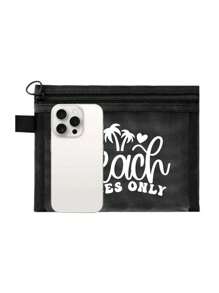 Maestra 网眼化妆包 口红和气垫粉扑收纳 便携式化妆包，椰子树，心形图案 夏威夷风格 透明收纳包 盥洗包 旅行袋，化妆包 化妆包 护肤包 盥洗包 - 彩色 - 查看 10