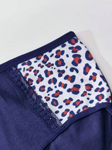APRSEA 3 stuks dames plus size bloemen luipaard print mid taille stretch basic dagelijks casual driehoek broek zacht comfortabel dames plus size ondergoed slipje