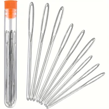 9 szt./15 szt./25 szt. Igły z dużym oczkiem, ostre igły, igły dziewiarskie, igły do szycia, nici do robótek ręcznych, nici do szycia w 12 kolorach - idealne do ukończenia projektów szydełkowych - Wielokolorowe - Zobacz 13