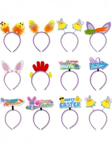 1 件复活节小鸡兔耳朵头带，复活节兔子装饰发带成人，节日服装配饰生日