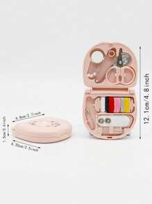 Flower Wreath Letters Sewing Tool Box With Pink Flower Initials, Letters A-Z, Perfect Gift For Beginners Sewing: 1 Portable Mini Sewing Set - Foldable, Diy Sewing Supplies And Accessories, Suitable For Travelers And Emergency Clothing Fixators, Mini Needle Box Portable Small Needle Bag Sewing Tool Combination Set Hotel Supplies(Pink)