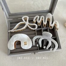 亚克力蝴蝶结夹优雅大号女士发夹，闪亮桃色十字蝴蝶结发夹，时尚配饰