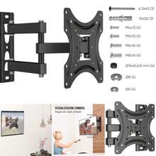 Universal TV Wall Mount For 17-42 Inch TV Up To 30kg, Swivel Tilt Telescopic TV Wall Mount, MAX VESA 200x200mm, VESA Monitor Mount, Swivel TV Arm - 黑色 - 查看 1