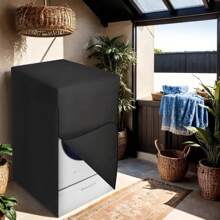 Funda Para Lavadora/Secadora de Carga Frontal con Pedestal con Cierre (Protector impermeable) - Negro - Ver 4