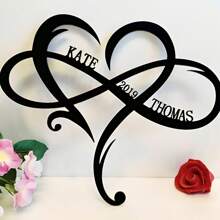 1 Pieza Decoración personalizada para pastel de boda con un corazón, Decoración para pastel con nombre de pareja personalizado, Decoración para pastel de acrílico con corazón, Decoración para pastel Sr. y Sra., regalo inolvidable para aniversario, temporada de bodas y Día de San Valentín