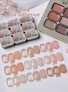9-Colors Rose Story Series Patting Glue Smudge Canned High Saturation Popular Semi-Solid Nail Polish Glue Nail Salon For Christmas Diy