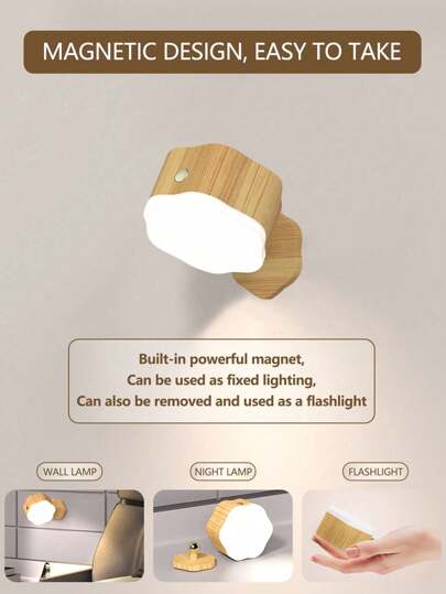 LED Sconces, Wand Mounted Lamps Rechargeable Battery Operated USB Port 3/1 Temperatures 2/3 Brightness Levels 360°Rotate Magnetic Ball, Cordless Lights Reading Bedside view 9