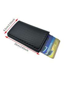 1pc New Anti-Theft Small Card Holder & Coin Purse, Carbon Fiber & Metal Men's Wallet, Large Capacity Auto Pop Up Credit Card Holder, Compact Multi-Card Slim Minimalist Anti-Demagnetization