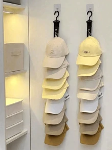 1 Men's And Women's Hat Storage Rack, Equipped With Multiple Clips And Hooks, Suitable For Wardrobe And Cabinet Door Hangers