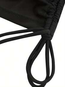 Women Swimsuit One Piece Bathing Suit Halter Ruched Cutout Back Tummy Control With Adjustable Spaghetti Straps - Black - View 10