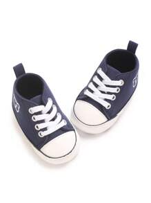 Infant/Toddler Canvas Soft Sole Lace-Up Casual Sneakers, Unisex, Versatile For Spring & Autumn - Blue - View 1