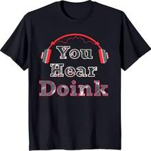 Black T-Shirt With Red Headphones Design 'You Hear Doink' Graphic Tee