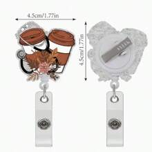 1 pieza Carrete retráctil médico giratorio 360° con diseño de estetoscopio y café, hecho de resina ABS, clip para sostener identificación para médicos y enfermeras