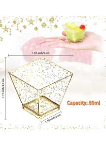 10-50pcs Plastic Dessert Cups, Small Square Transparent Jelly Cups, Glitter Dessert Cups, Square Mini Appetizer Cups, Reusable Dessert Bowls, Yogurt Parfait Cups, Suitable For Mousse Cake, Party, Wedding, Tasting, Pudding, Etc. - Multicolor - View 7