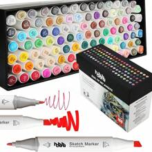 100 Farben Alkohol-basierte Marker, feine & breite Dual-Spitze permanente Künstler-Kunstmarker, Skizziermarker für Erwachsene und Kinder Malbücher, Illustration, Hervorhebung und Unterstreichen, Schulanfang