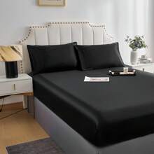 2 件装丝质缎面枕套，适用于头发 - 带信封封口的缎面枕套，升级版缎面，类似于丝绸枕套，适用于皮肤，柔软枕套， - 黑色 - 查看 4