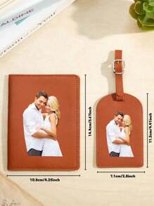 2 stuks gepersonaliseerde aangepaste fotobagagelabel + paspoorthoesset, geschikt voor bagage en handtas, draagbaar, multifunctioneel, lichtgewicht, modieus, kleurrijk, minimalistisch, schattig, vakantiesfeer/vakantie, minimalisme, basic felroze op maat, unieke ontdekking, wintermode, kerst-/vakantiecadeau, gepersonaliseerd cadeau voor vrouwen