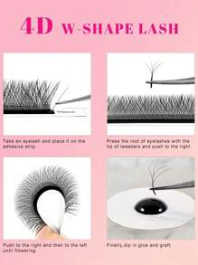 TDANCE TDANCE 1box 12Rows 3D 4D 5D W Shape Eyelash Extension Premade W Lashes 3D Clover False Eyelashes Fans Flower Blooming Individual Lash Extension 0.07 C 8-15mm Lash Clusters, Eyelash Clusters, Individual Eyelashes, Lashes, Fake Lashes