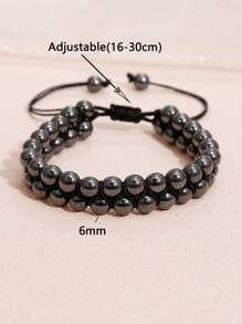 1 件精致时尚双层手链可调节治疗手链保护平衡冥想手链缓解焦虑压力手链男女通用带来好运繁荣、日常佩戴和父亲节/母亲节礼物生日礼物 - 彩色 - 查看 2