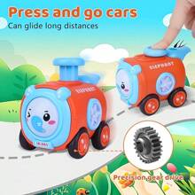 动物压制赛车玩具套装，适合1-3岁幼儿，18个月婴儿玩具，1岁男孩女孩哨子车，婴儿圣诞生日礼物，返校