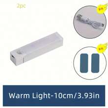 1 pezzo Luce a sensore di movimento a LED per mobile, luce notturna magnetica senza fili ricaricabile via USB per cucina, luce notturna ultramagnetica ricaricabile con luce calda e bianca, adatta per mobile, corridoio, scale, cucina, comodino, con batteria da 200mAh e 350mAh, 3,7V
