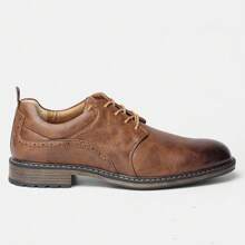 Men's Business Casual Shoes, Brogues Dual-Color Vintage Upper, Contrasting Rubber Sole, Classic Commuter Leisure Shoes