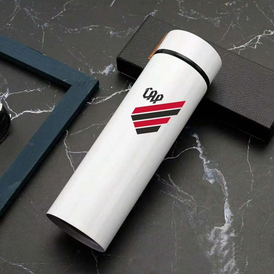 Personalized Football Team Bottle With Led Digital Temperature Meter 500ml - Athletico Paranaense Branco - View 1