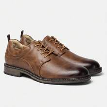 Men's Business Casual Shoes, Brogues Dual-Color Vintage Upper, Contrasting Rubber Sole, Classic Commuter Leisure Shoes