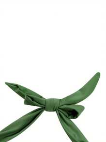 Women Summer 2 Pieces Swimwear Set Solid Color Halter Neck Camisole With Drawstring + Bikini Panties Sets Beachwear - Green - View 6