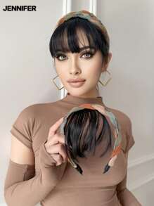 JENNIFER 6 英寸彩色编织头带刘海假发合成女士头带刘海适合女性日常佩戴 - 自然黑 - 查看 2