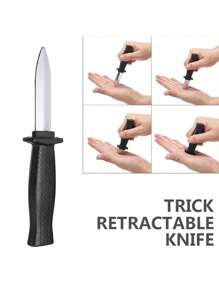 Retractable Simulation Knife Simulation Retractable Magic Props Adult Fake Knife Show Scary Retractable Knife Suitable For Christmas, Easter, Suitable For Teenagers And Adult Pranks - Black - View 2