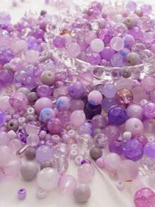 beadia 30-90g/Pack, 3-12mm Mixed Purple Glass Beads, Suitable For DIY Jewelry Making, Necklace And Bracelet Crafts, Women Handmade Materials - Purple - View 3