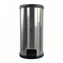 7.9 Gallon Trash Can, Plastic Rectangular Step Kitchen Trash Can, Silver