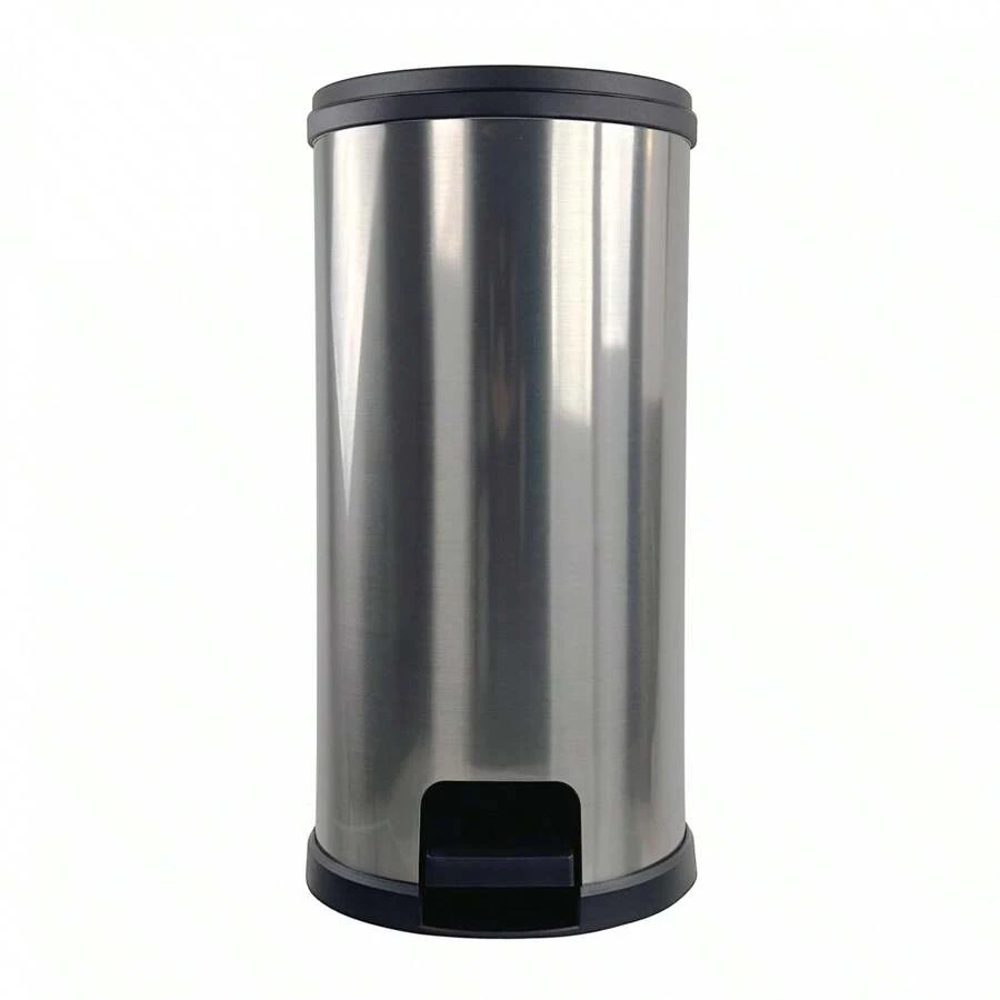 7.9 Gallon Trash Can, Plastic Rectangular Step Kitchen Trash Can, Silver