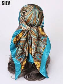 1 件 90 厘米佩斯利图案方形围巾，可作为头巾、头巾或头巾日常使用，头巾、发带、头带非常适合装扮您的外观 - 彩色 - 查看 48