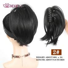 短直爪夹马尾辫接发，凌乱假发髻爪夹发片，女士凌乱发髻发圈，女孩（棕色混合灰金色） - 彩色 - 查看 12