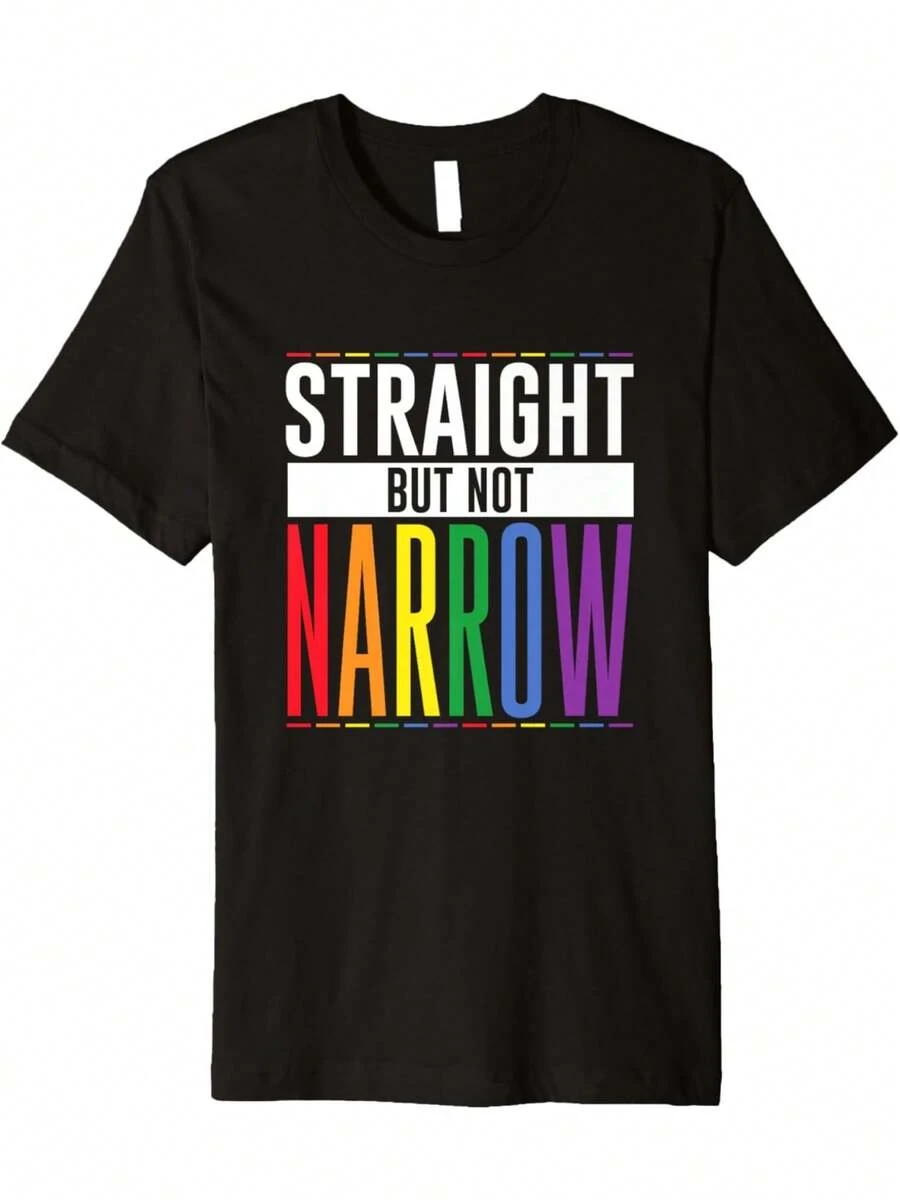 Camiseta premium "Straight But Not Narrow" - Aliado LGBT, Defensor de gays y lesbianas - Negro - Ver 1