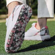 1 双女士专业高尔夫球鞋，白色和粉色组合，优雅时尚，适合日常穿着和高尔夫活动 - 粉色 - 查看 5