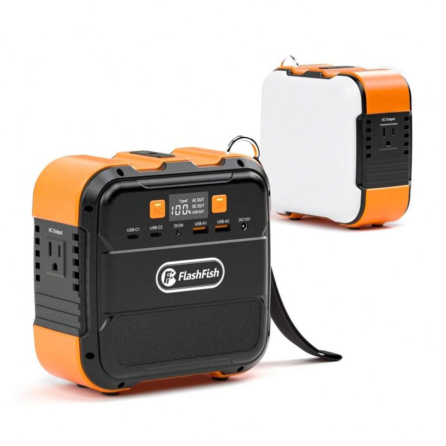 FF Flashfish Flashfish 120W Portable Power Station, 98Wh/26400mAh Solar Generator Backup Power Battery Pack With AC/Type-C/USB/Flashlight, 110V Power Bank For Charging Laptop Phone Tablet In Camping RV Van Trip - US A Type Plug(110-127V) - View 1