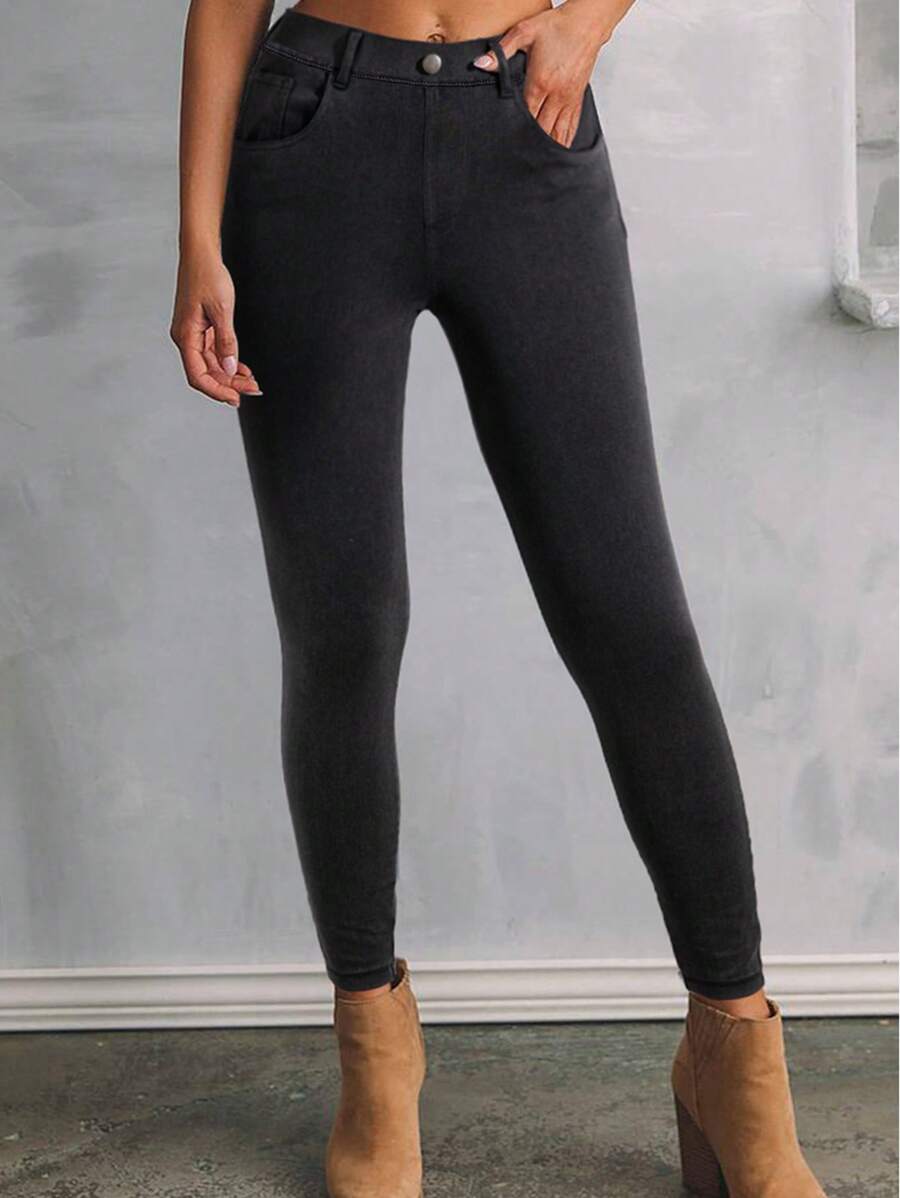 Black Skinny Fit Ankle High Waist Jeans