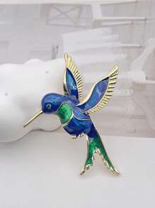 1pc Luxury Green Rhinestone Bird Brooch Pin, Suitable For Daily Wear By Both Men And Women