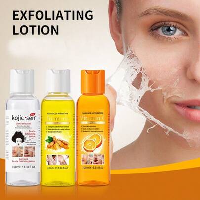 1 件装 曲酸/姜黄/维生素 C 皮肤去角质乳液，焕活皮肤细胞，深层补水，持久柔软，敏感肌肤安全，适用于面部和身体